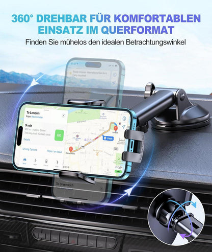 Handyhalterung Auto mit 360° Drehung und stabilem Saugnapf