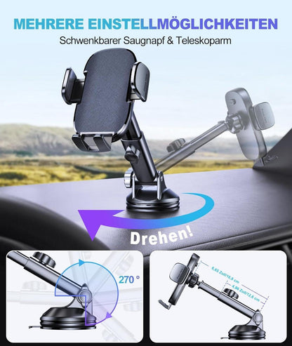 Handyhalterung Auto 360° Drehbar Ultra-Stark EIN-Knopf-Release 4-7 Zoll