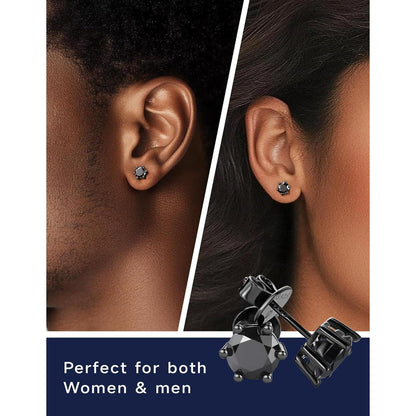 Schwarze Moissanite Ohrstecker 1 Karat 925 Sterling Silber Geschenk