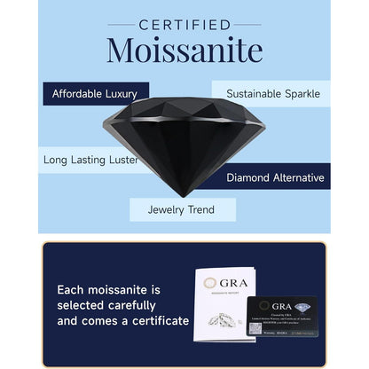 Schwarze Moissanite Ohrstecker 1 Karat 925 Sterling Silber Geschenk