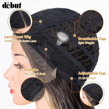 75cm Wasserwelle Lace Front Perücke – Echthaar Mix, Natürlich