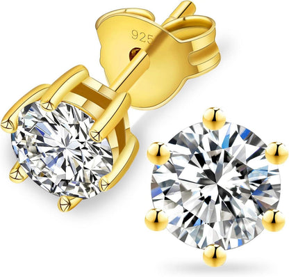 Moissanite Ohrringe Silber 925 Damen 1,0 Karat VVS1 D 14K Gold 5,0mm
