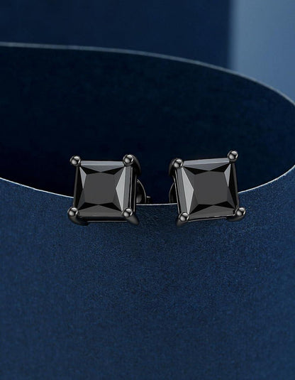 MomentWish Schwarze Moissanite Ohrstecker 925 Sterling Silber 2 Karat Schwarz Diamant Solitär Ohrringe
