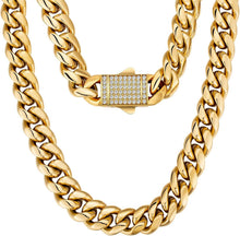 KRKC&CO Panzerkette Herren 18K Gold Cuban Link Chain 12mm Iced-Out