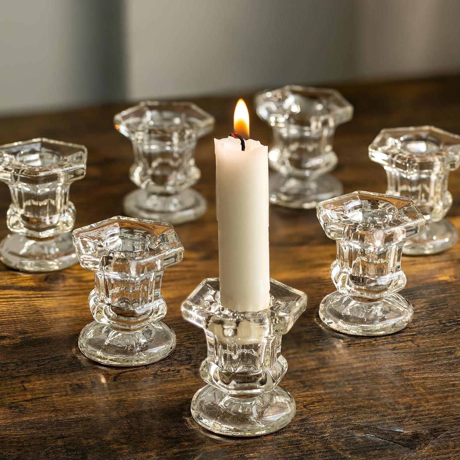 Kerzenständer Glas Stabkerzen Klar Vintage Hochzeit Party Tischdeko