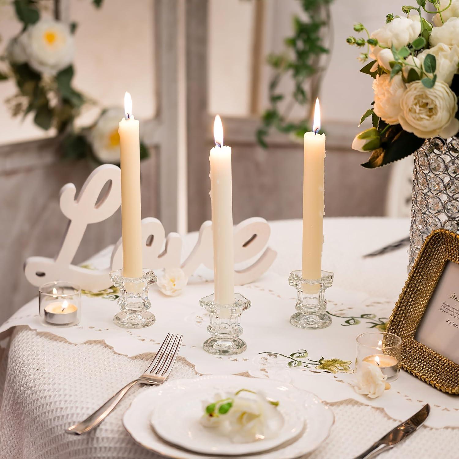 Kerzenständer Glas Stabkerzen Klar Vintage Hochzeit Party Tischdeko