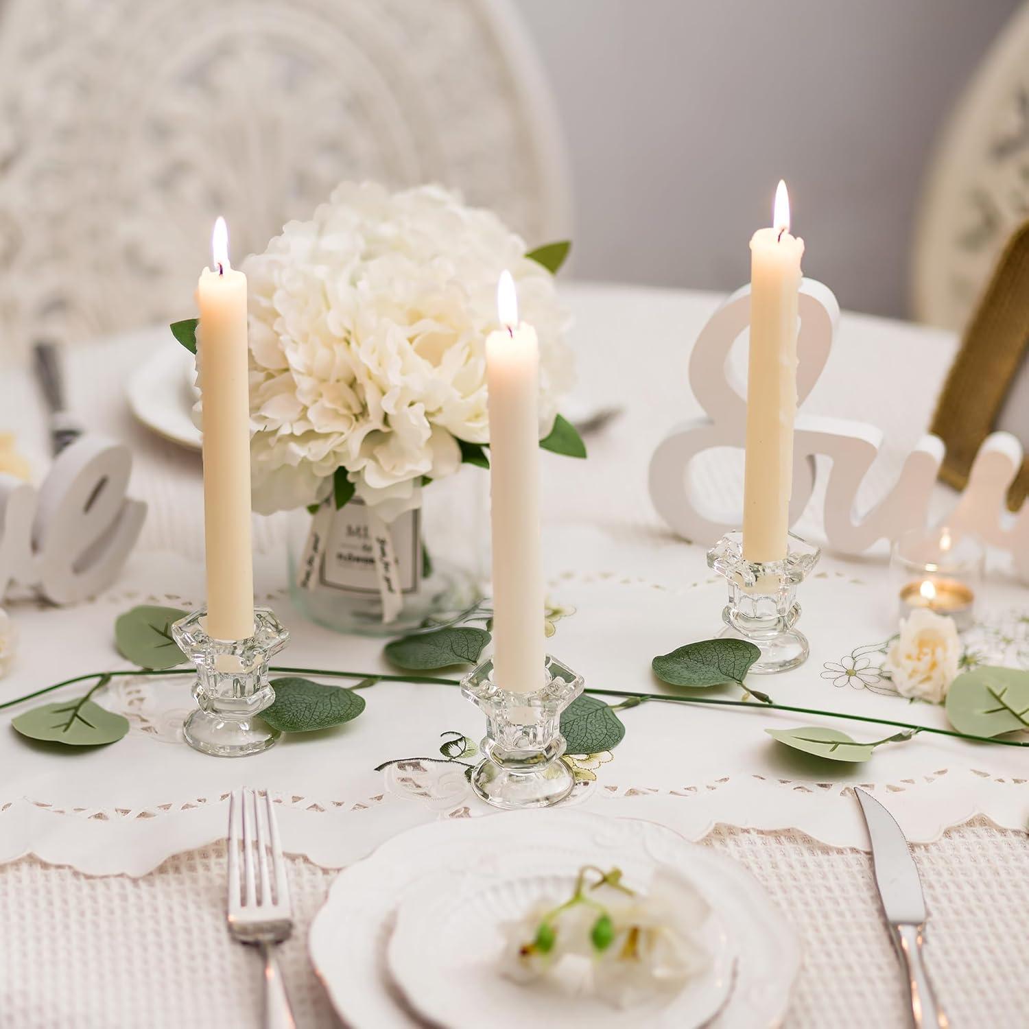 Romadedi Kerzenständer Glas für Stabkerzen - 20 Stk. Transparente Vintage Hochzeit Tischdeko