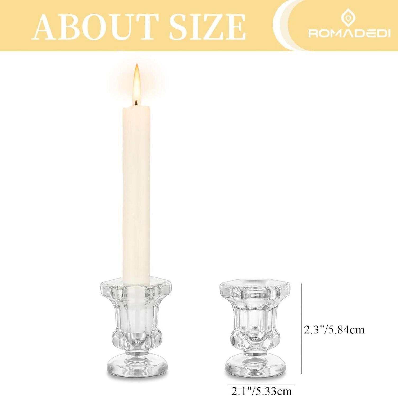 Vintage Glas Kerzenständer Set für Stabkerzen - 20Stk Transparent് Silber