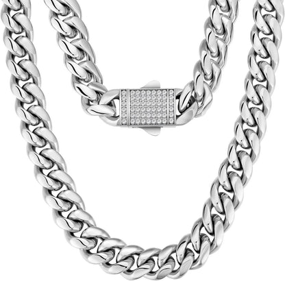 Panzerkette Herren 12mm 18K Gold Cuban Link Chain Edelstahl HIP HOP