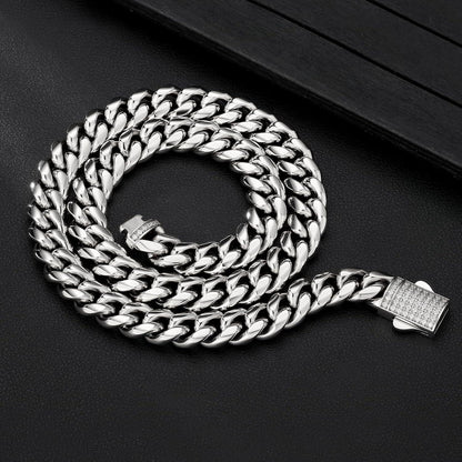 Panzerkette Herren 12mm 18K Gold Cuban Link Chain Edelstahl HIP HOP