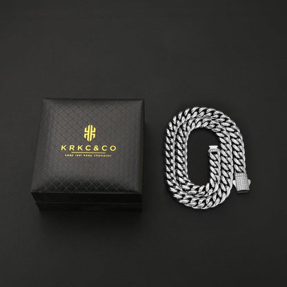 Panzerkette Herren 12mm Gold/Weißgold plattiert Cuban Link Hip Hop