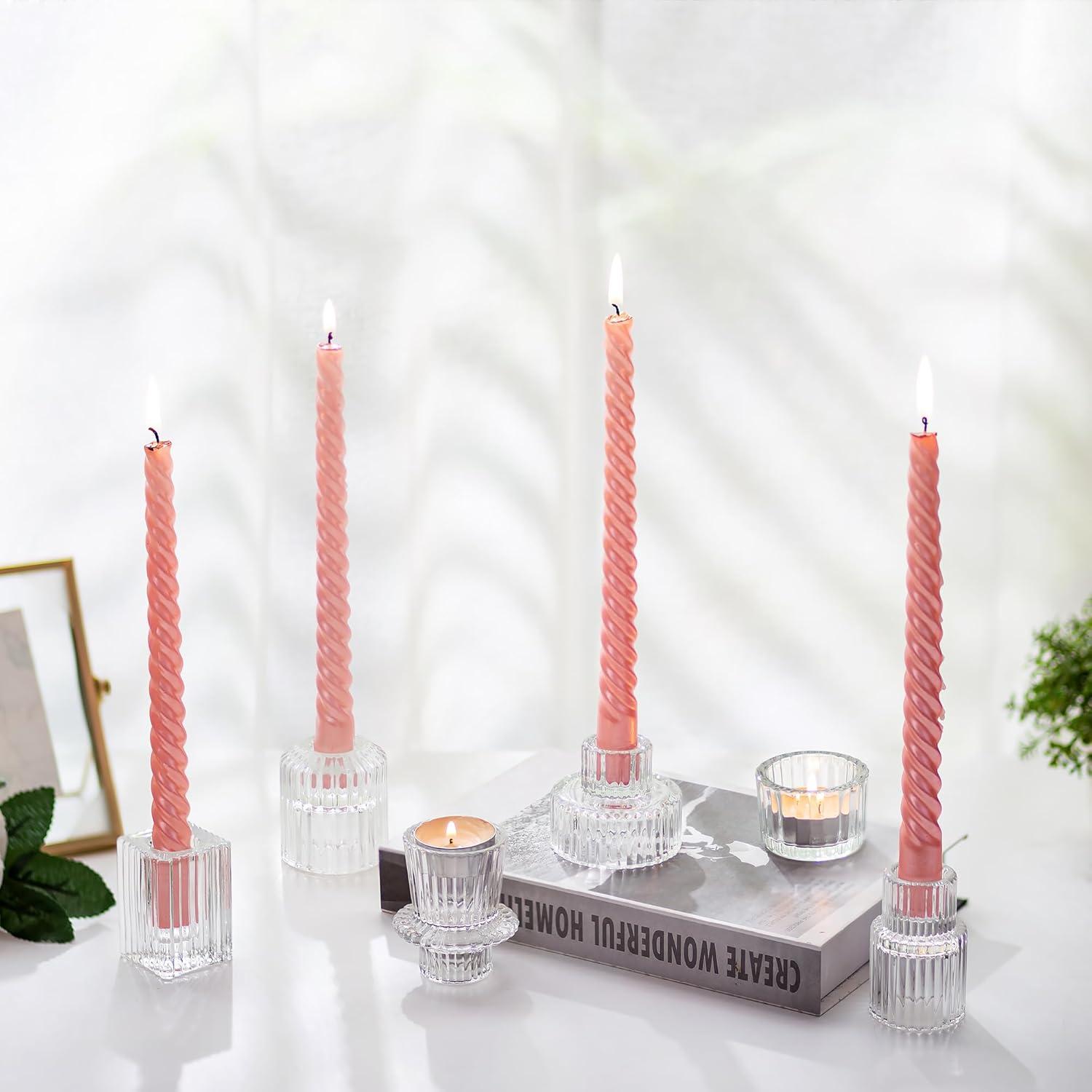12er Set Glas Kerzenhalter Stabkerze Weihnachten Hochzeit Festliche Tischdeko