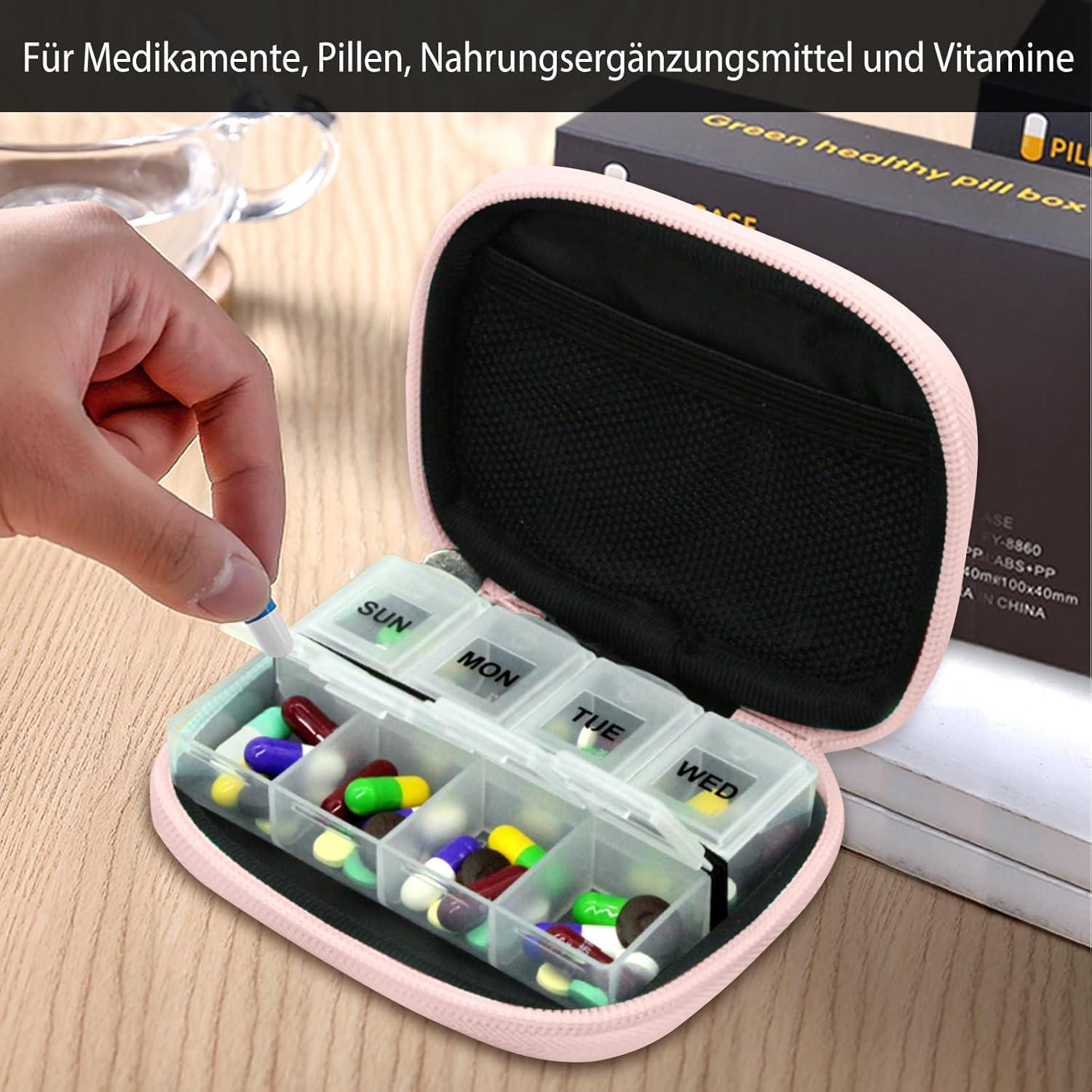 Tablettenbox 7 Tage Pillendose Medikamentenbox Reißverschluss Stofftasche