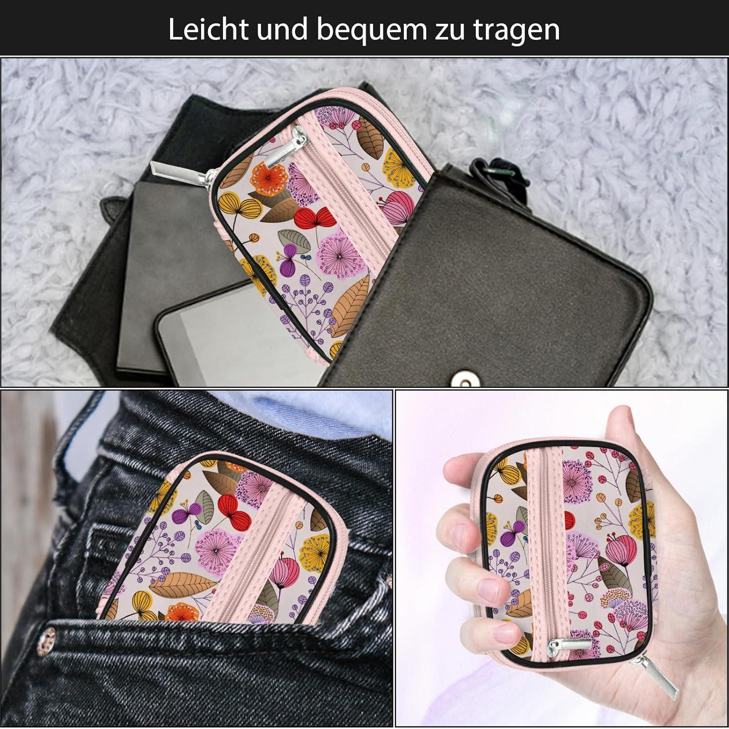 Tablettenbox 7 Tage Pillendose Stofftasche Reißverschluss Klein Blüte