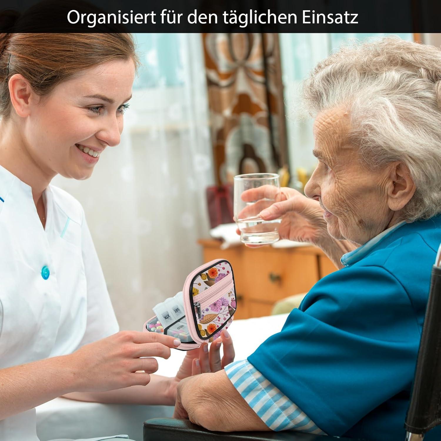 Tablettenbox 7 Tage Pillendose Medikamentenbox Reißverschluss Stofftasche