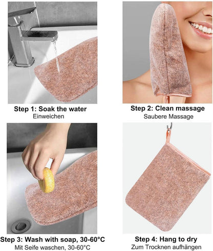 6er Set Mikrofaser Waschhandschuhe Coral Fleece 15x21cm
