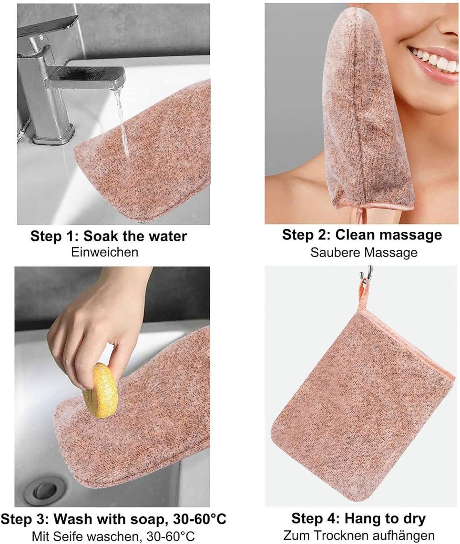 6er Set Mikrofaser Waschhandschuhe Coral Fleece 15x21cm