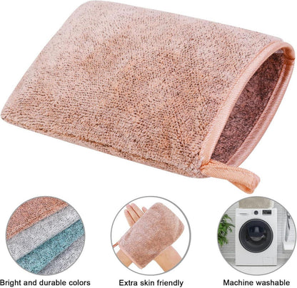 6er Set Mikrofaser-Waschhandschuhe 15x21 cm Coral Fleece - Wiederverwendbare Make-up-Entferner-Handschuhe