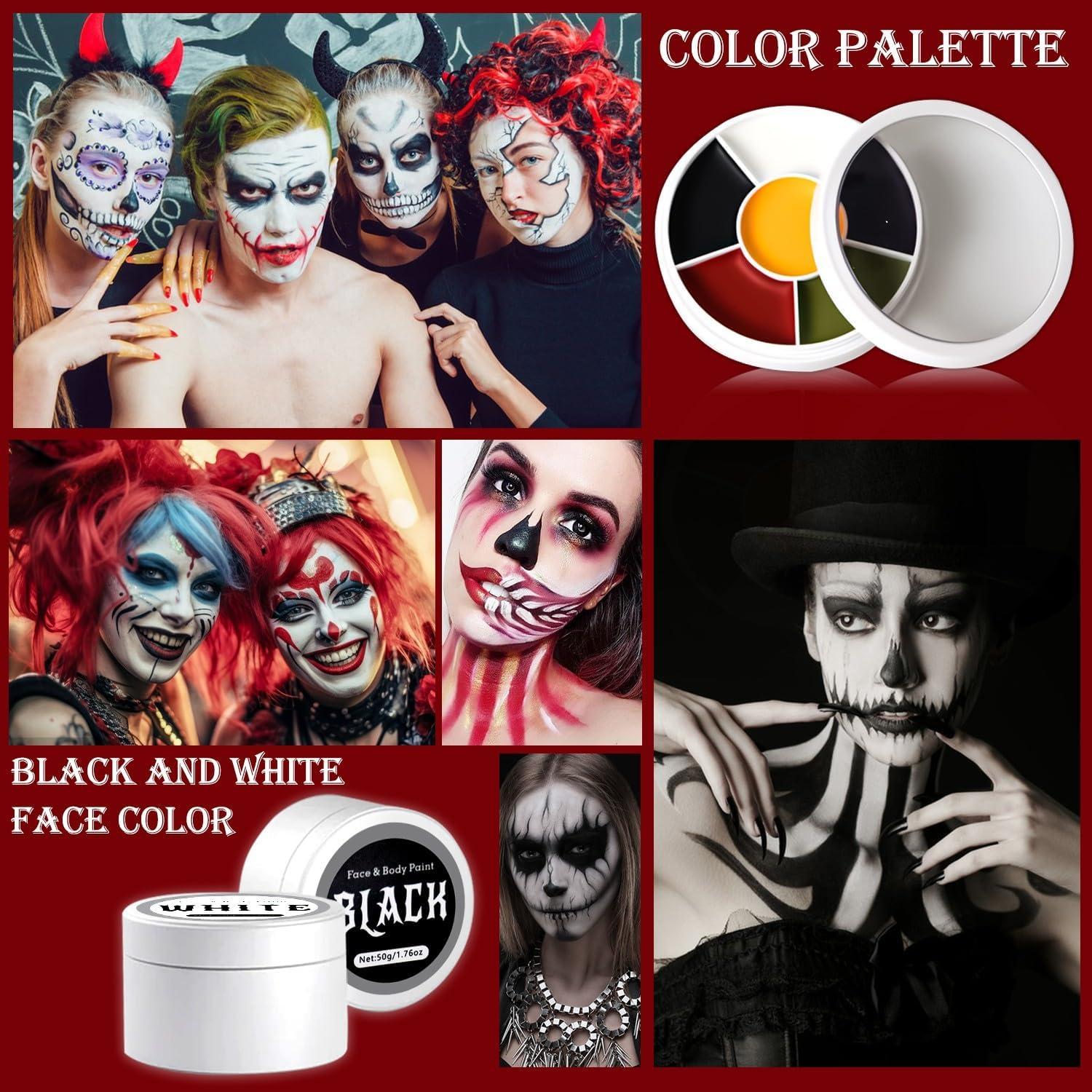 Halloween Schminke Set Kunstblutgel Latex Makeup Palette Scar Wax Schwarz Weiß Palette