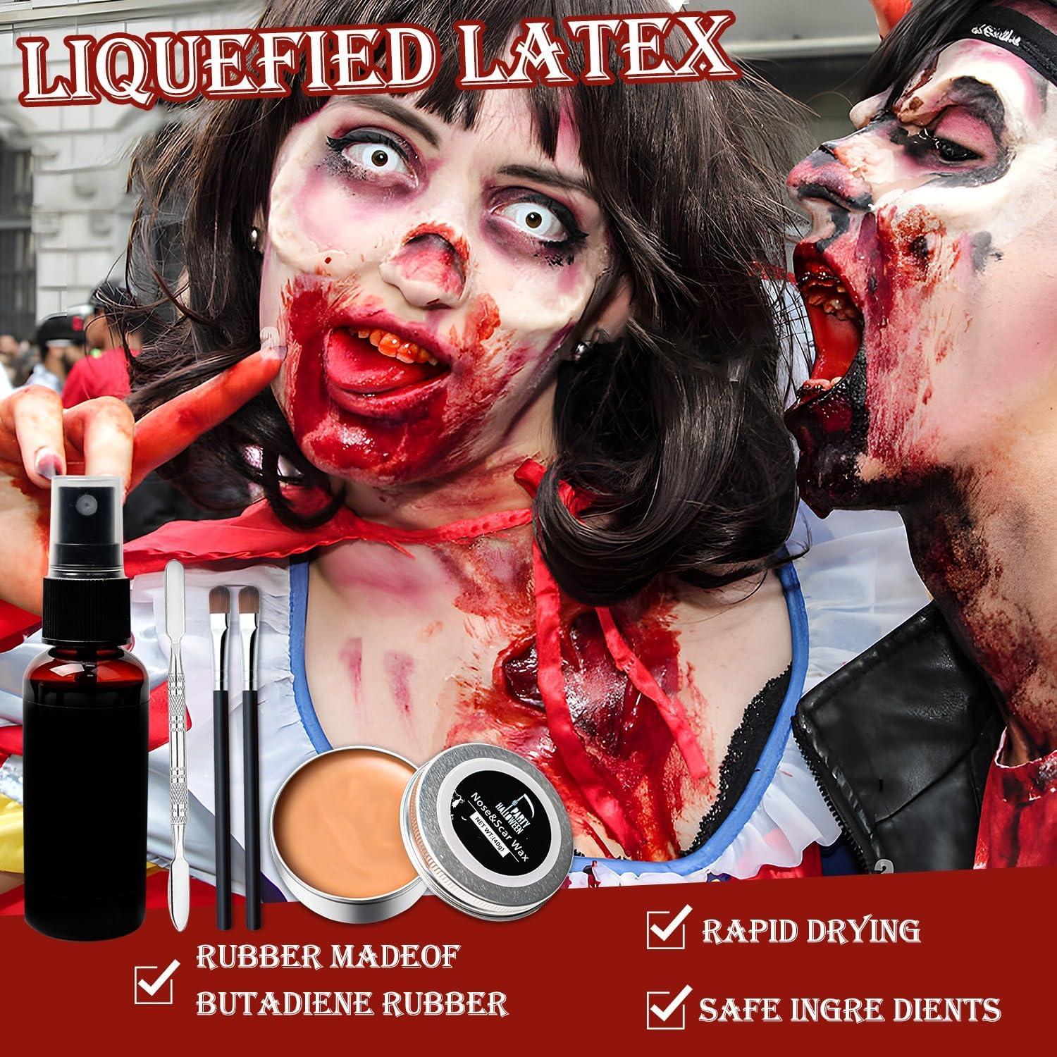 Halloween Schminke Make up Set Kunstblut 6 Farben Palette Scar Wax Schwarz