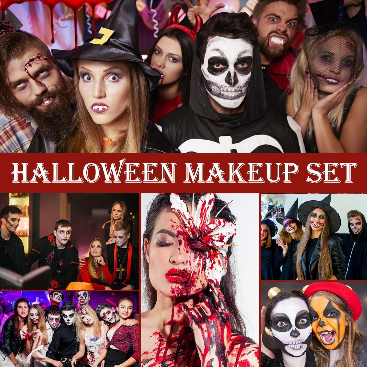 Halloween Schminke Make up Set Kunstblut 6 Farben Palette Scar Wax Schwarz