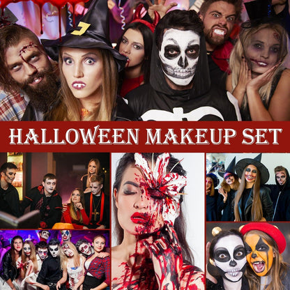 Halloween Schminke Make up Set Kunstblut 6 Farben Palette Scar Wax Schwarz