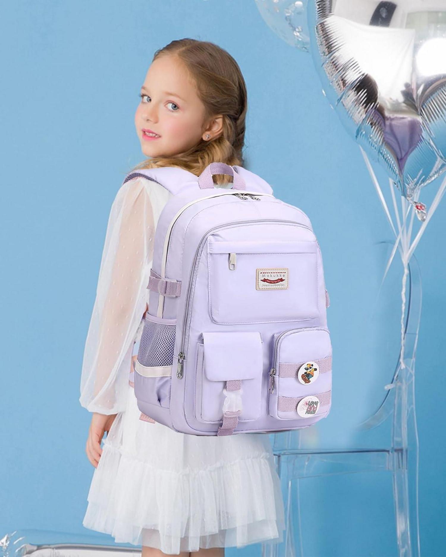 Lila Schulrucksack Damen Teenager Mädchen Daypack Anti-Theft