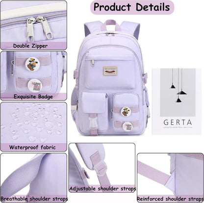 Makukke Schulrucksack Damen Mädchen Teenager Cute Anime Daypack Lila