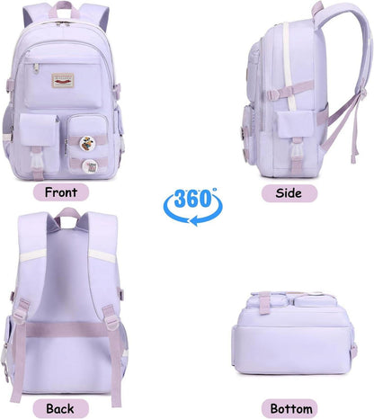 Makukke Schulrucksack Damen Mädchen Teenager Cute Anime Daypack Lila