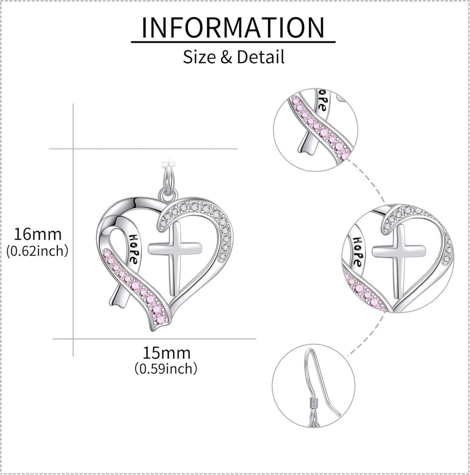 Überlebende Brustkrebs Ohrringe 925er Silber Rosa Kreuzband-Design