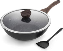Antihaft Induktions-Wok: 30 cm, Steinoptik, Deckel, PFOA-frei