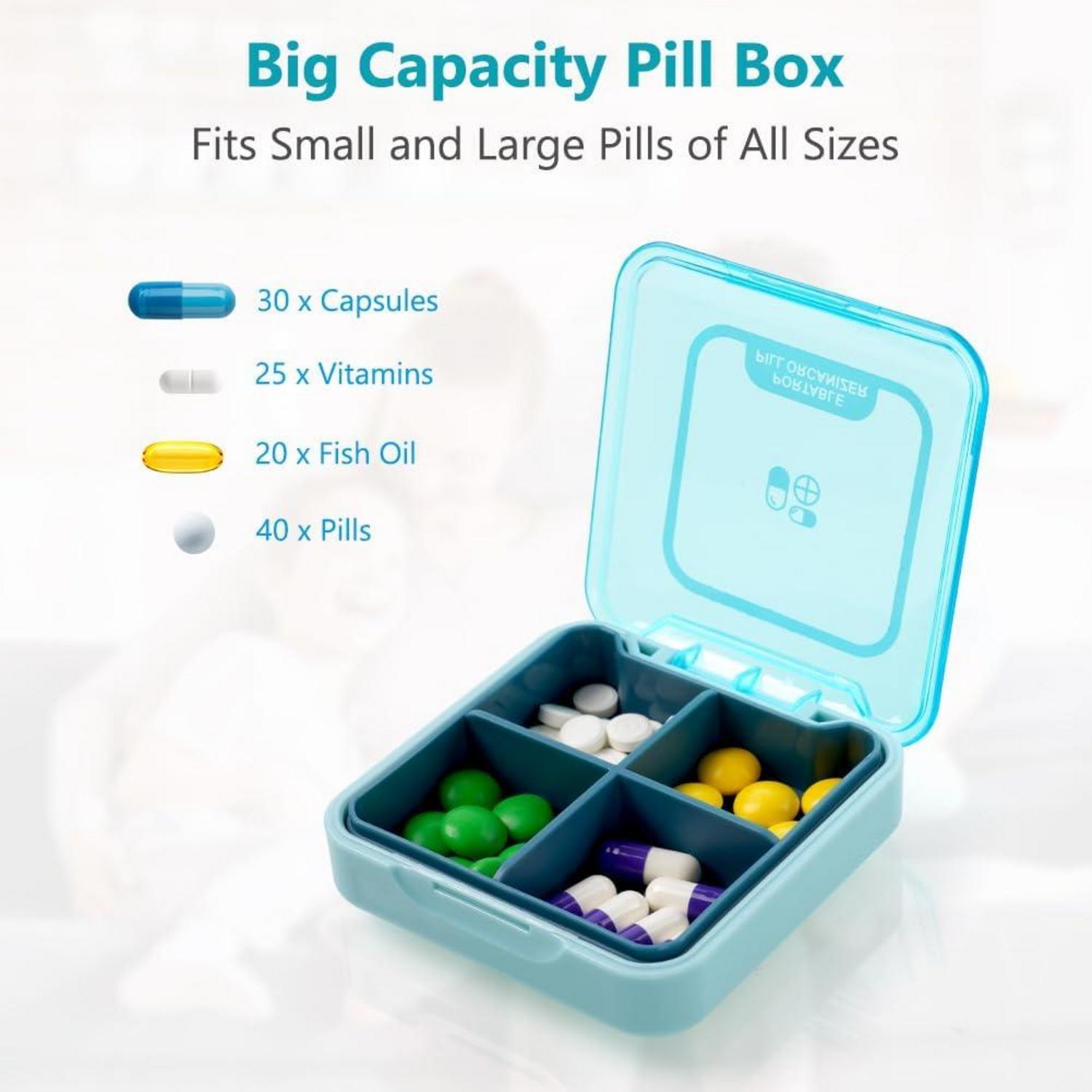 Pillendose 7 Tage 4 Fächer BPA Frei Blau