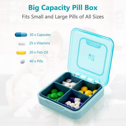 Pillendose 7 Tage 4 Fächer BPA Frei Blau