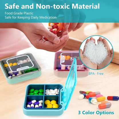 Pillendose 7 Tage Tablettenbox 4 Fächer Medikamentenbox Blau