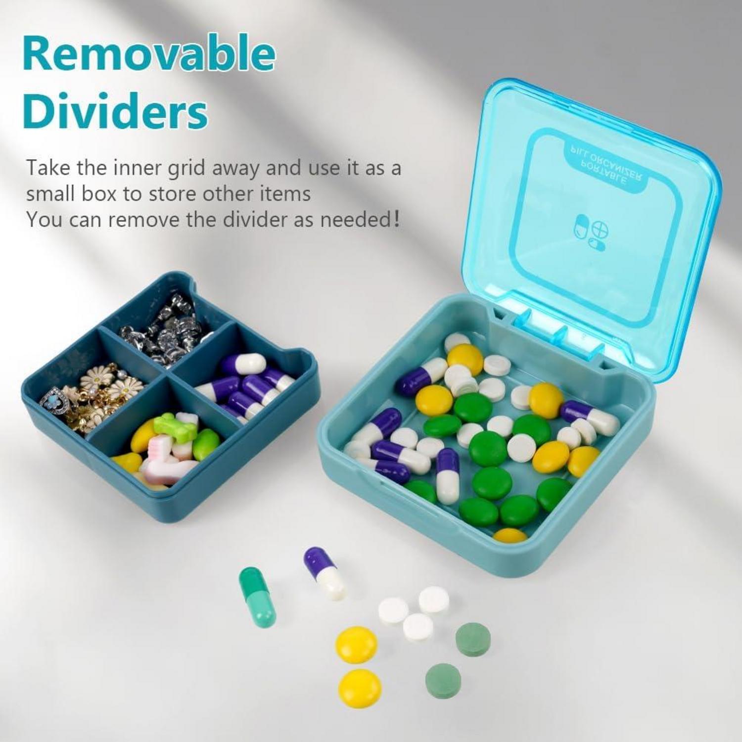 Pillendose 7 Tage 4 Fächer BPA Frei Blau