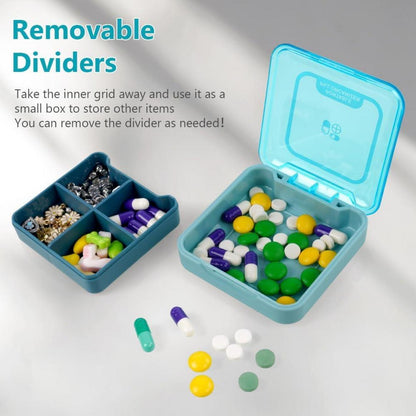 Pillendose 7 Tage 4 Fächer BPA Frei Blau