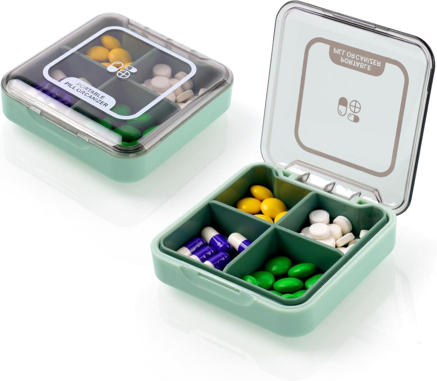 Pillendose 7 Tage 4 Fächer BPA Frei Grün