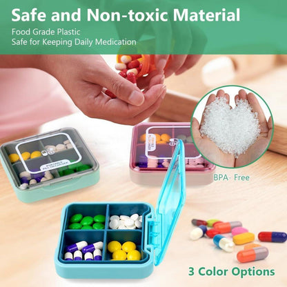 Pillendose 7 Tage Tablettenbox 4 Fächer Medikamentenbox BPA frei
