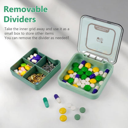 Pillendose 7 Tage Tablettenbox, 4 Fächer, Medikamentenbox BPA Frei - Grün