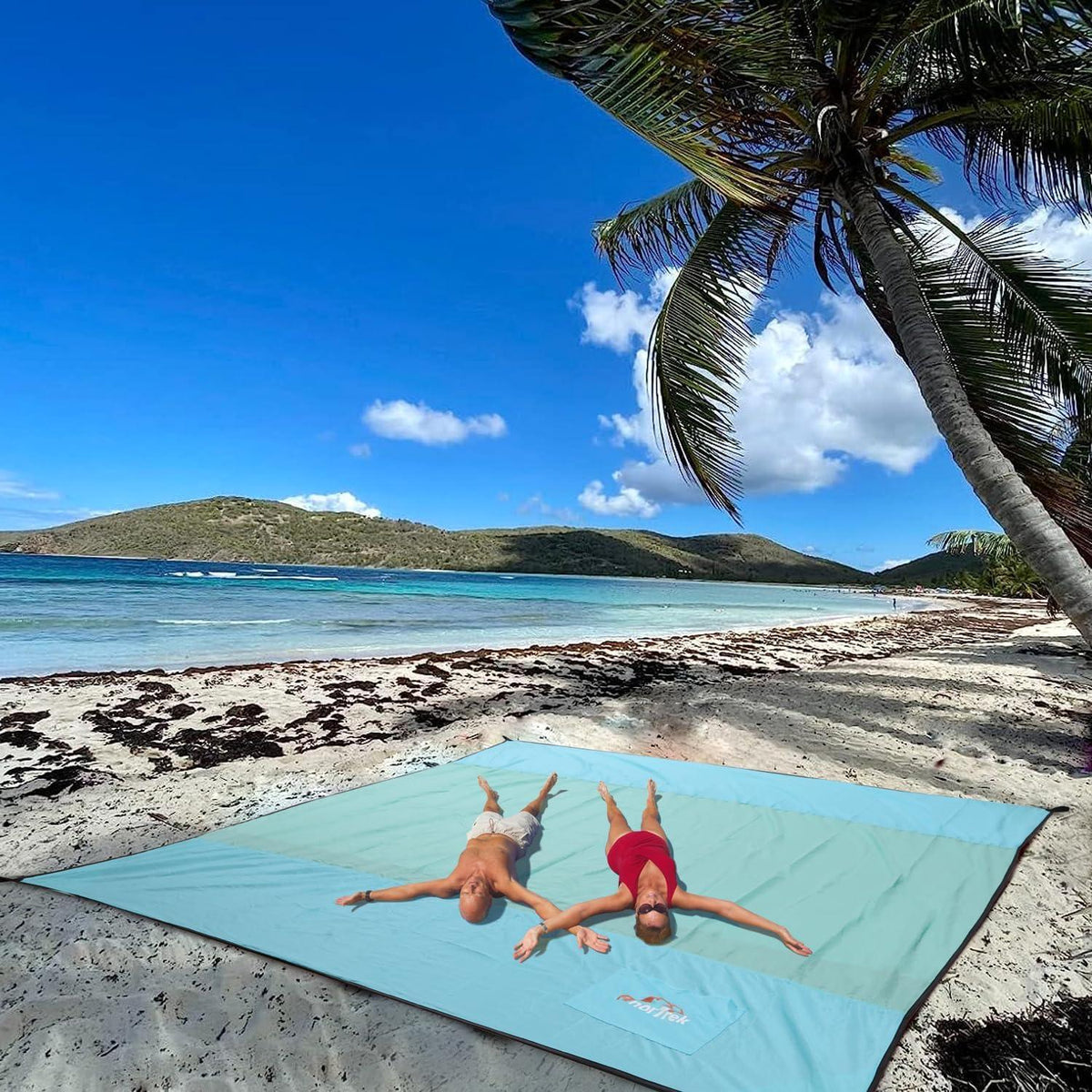 Strandtuch 300x300 cm sandfrei wasserdicht leicht langlebig Blau Minzgrün