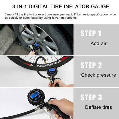 Digitales Reifenfüllgerät 220PSI mit Zubehör - LCD-Display
