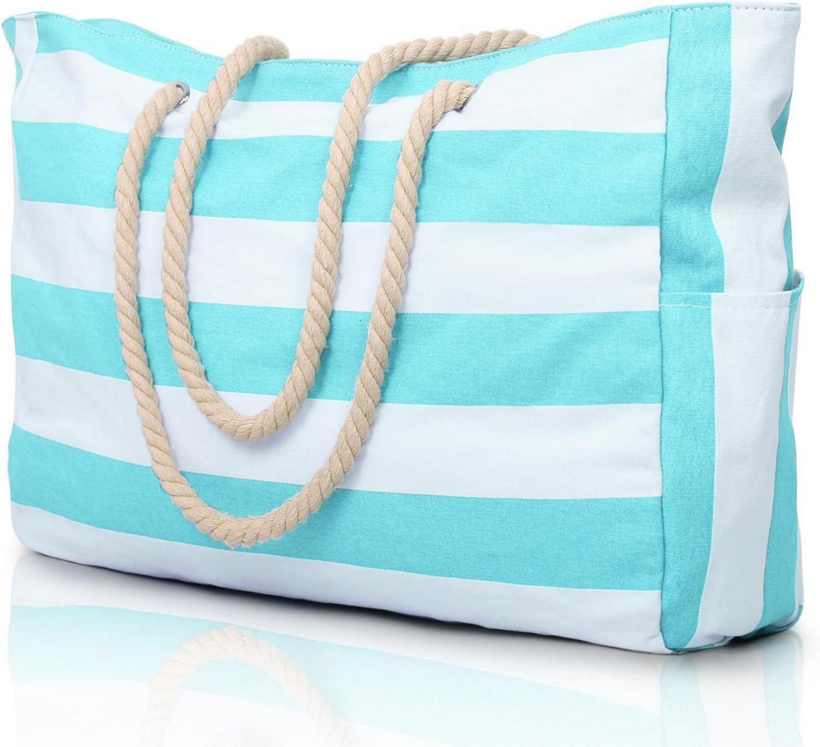 Stilvolle XXL Strandtasche mit Reißverschluss B-seegrün