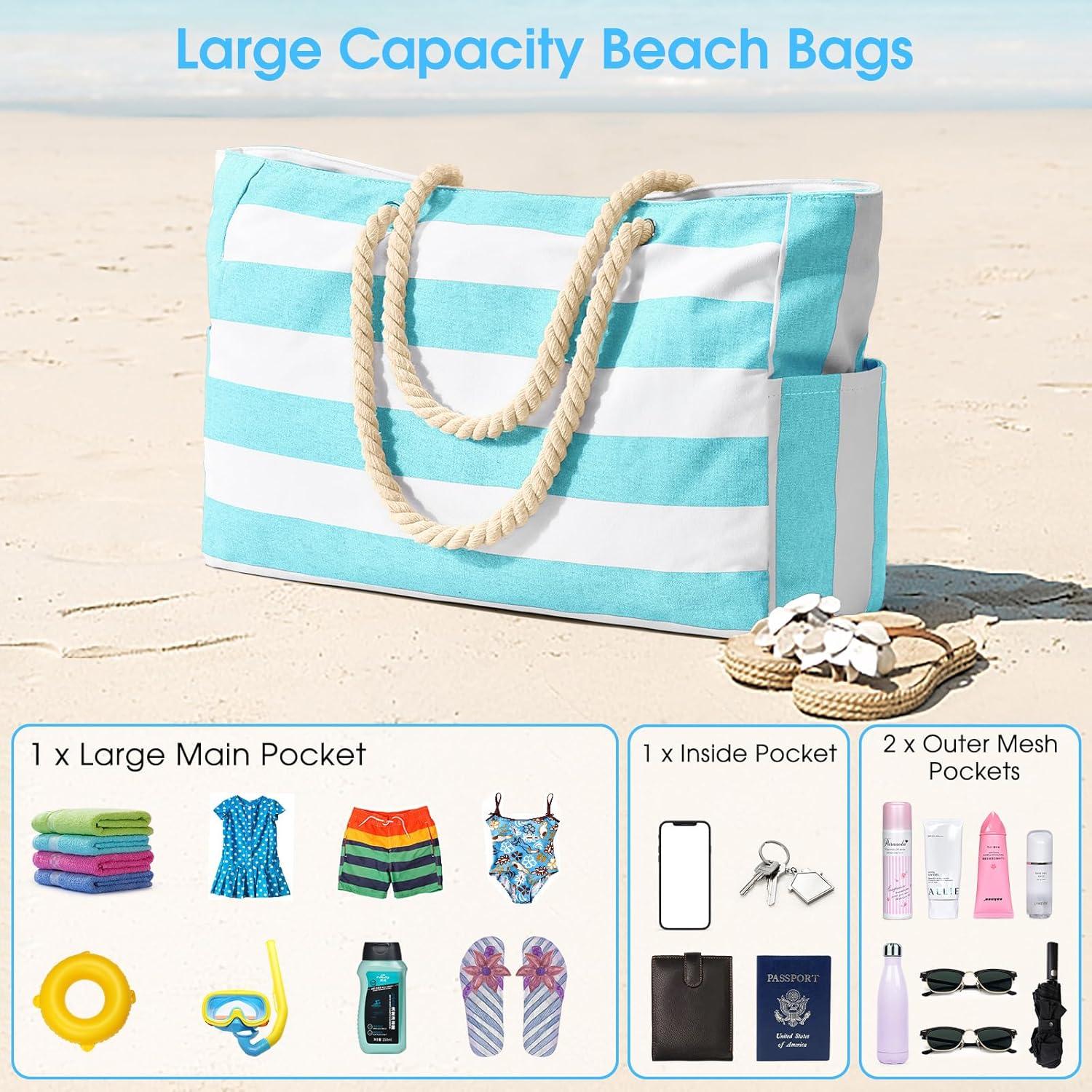 Große Strandtasche Damen XXL Shopper Tote Bag Handtasche Reisetasche B-seegrün