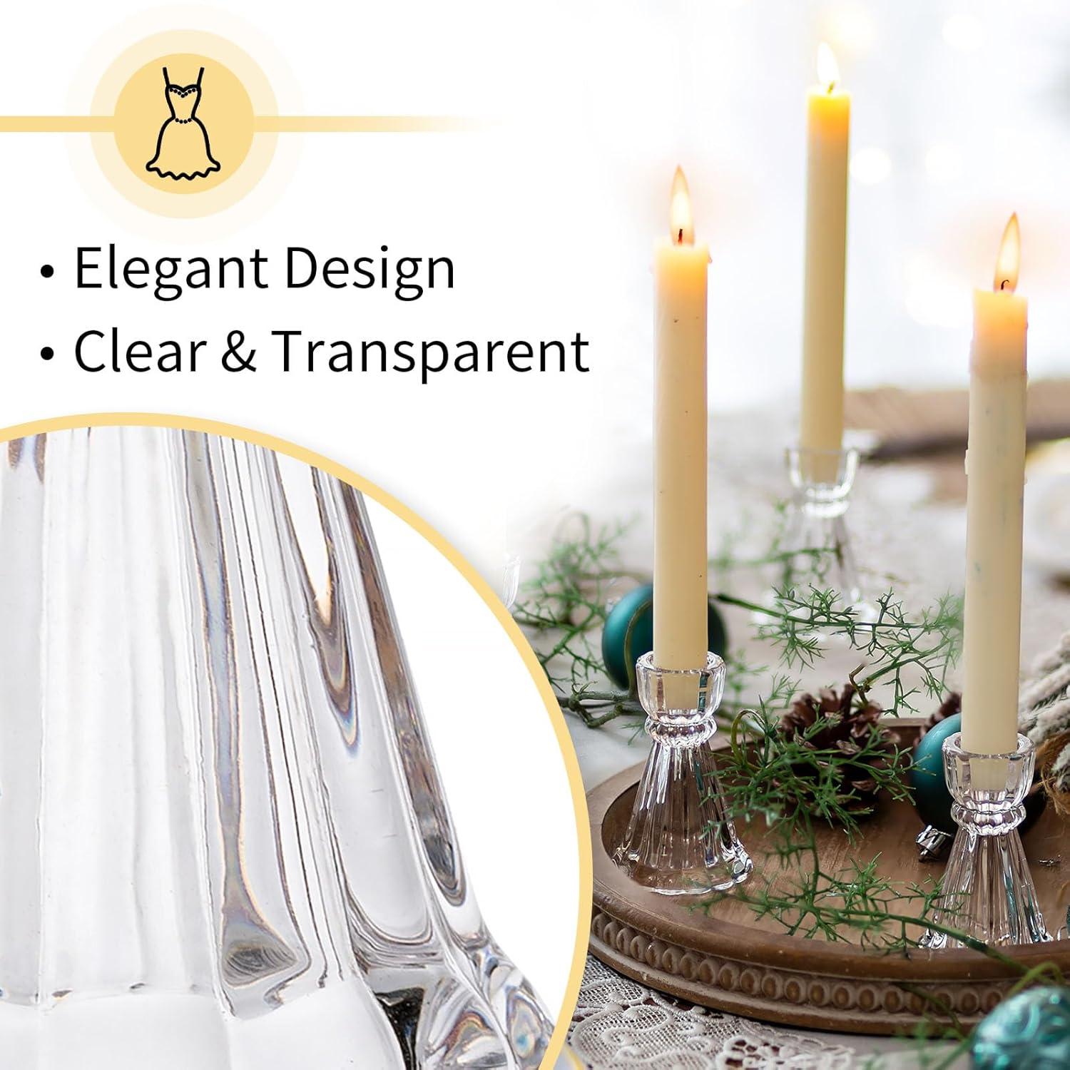 Romadedi Glas Kerzenständer für Stabkerzen 6er Set - Hoch Elegant Hochzeit