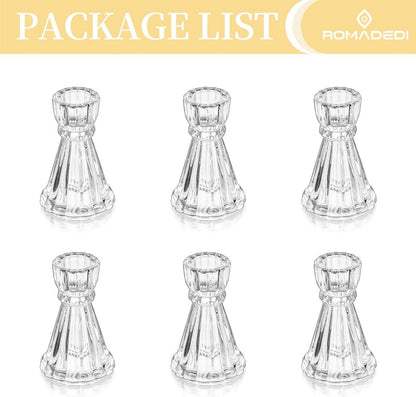 Romadedi Glas Kerzenständer für Stabkerzen 6er Set - Hoch Elegant Hochzeit