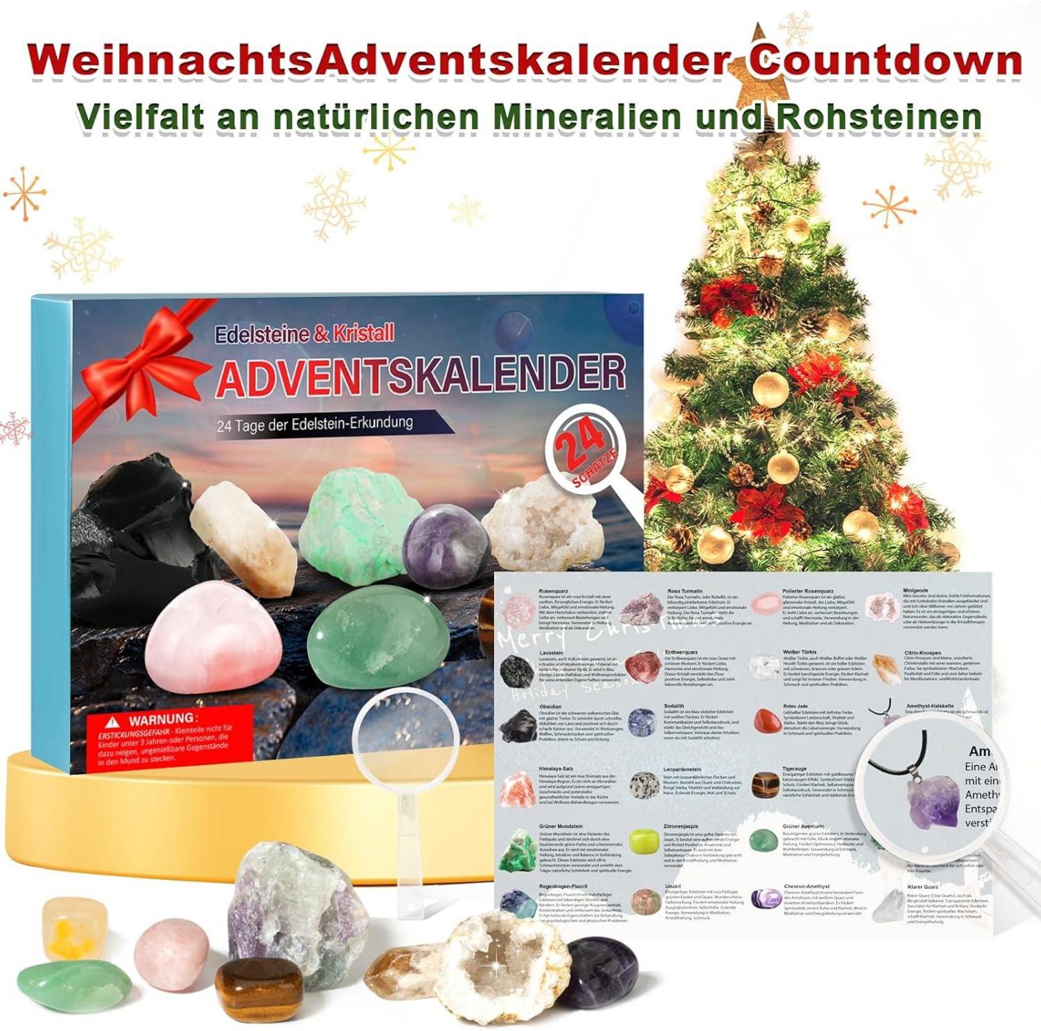 Adventskalender 2024 für Kinder mit Kristallen und