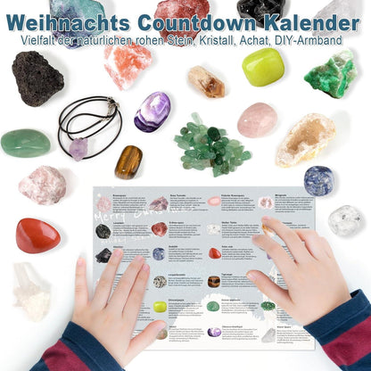 Adventskalender 2024 für Kinder mit Natursteinen, Kristallen & Edelsteinen