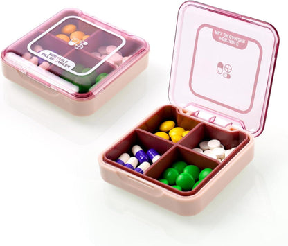 Pillendose 7 Tage 4 Fächer BPA Frei tragbar dunkelrot