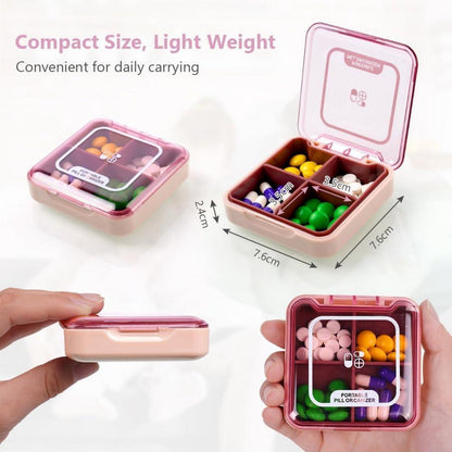 Pillendose 7 Tage 4 Fächer BPA Frei tragbar dunkelrot