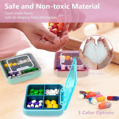 Pillendose 7 Tage Tablettenbox 4 Fächer Reise BPA-frei